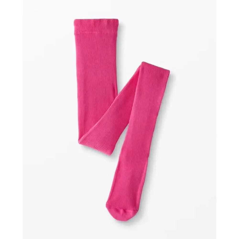 Hanna Andersson Bright Basics Power Pink Ribbed Footed Tights Size 110 (US 5)